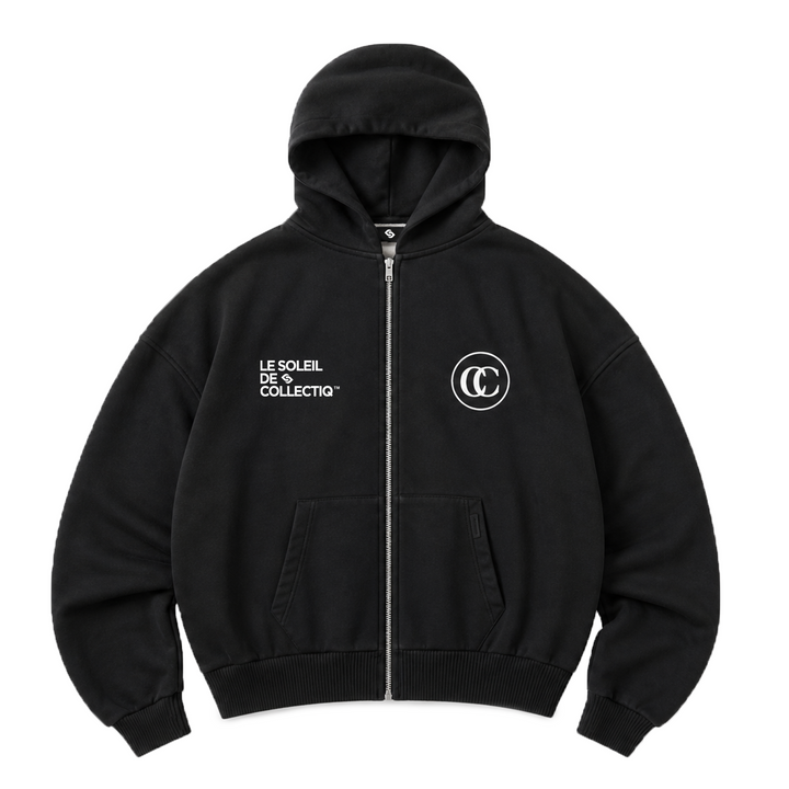 Le Soleil Zip Hoodie Black