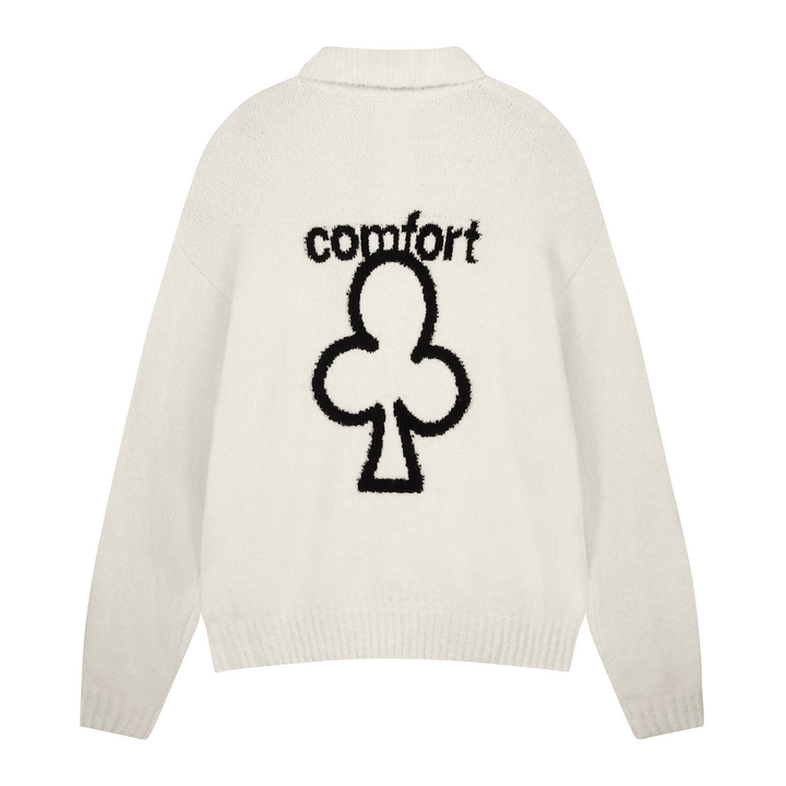 Clover Knit Polo Ivory White